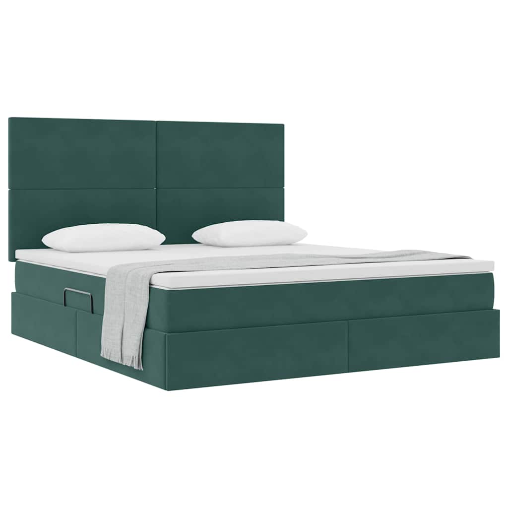 Letto con contenitore e materasso Verde Scuro 180 x 200 cm | homemem39