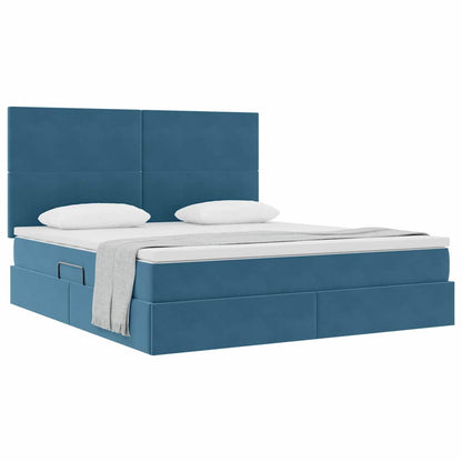 Letto con contenitore e materasso Blu Scuro 180 x 200 cm | homemem39