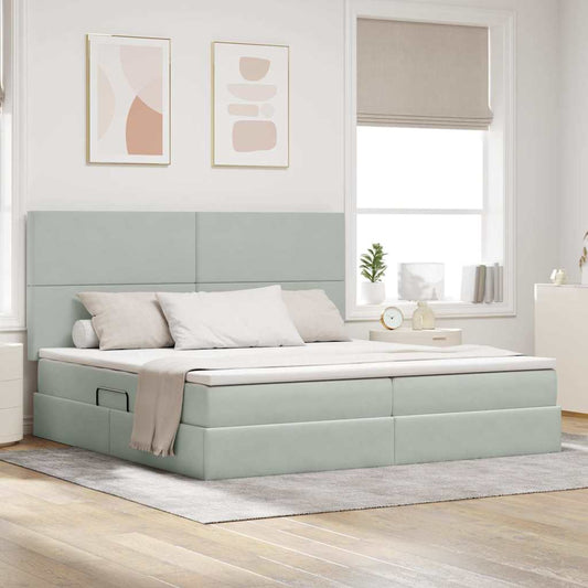 Letto con contenitore e materasso Grigio chiaro 200 x 200 cm | homemem39