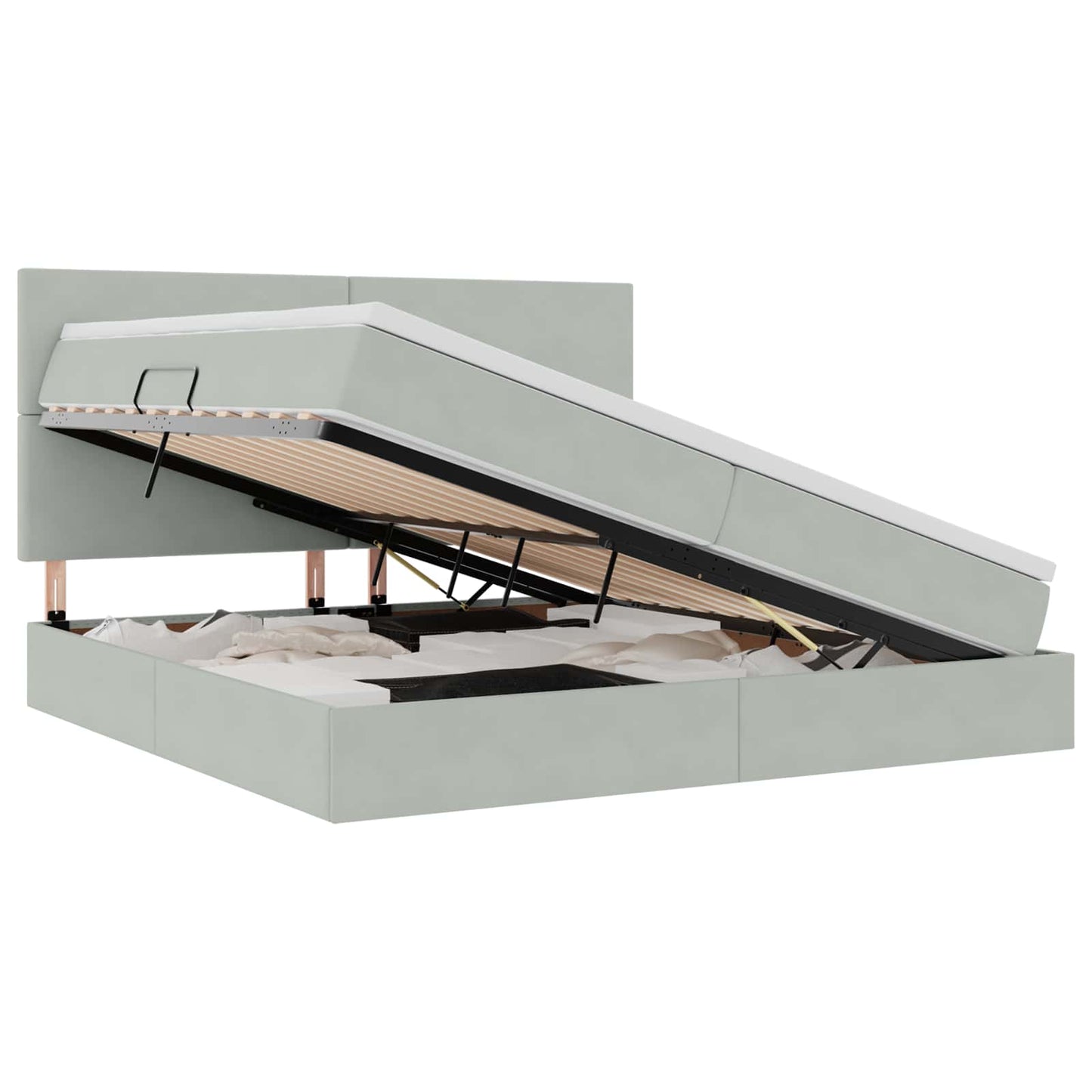 Letto con contenitore e materasso Grigio chiaro 200 x 200 cm | homemem39