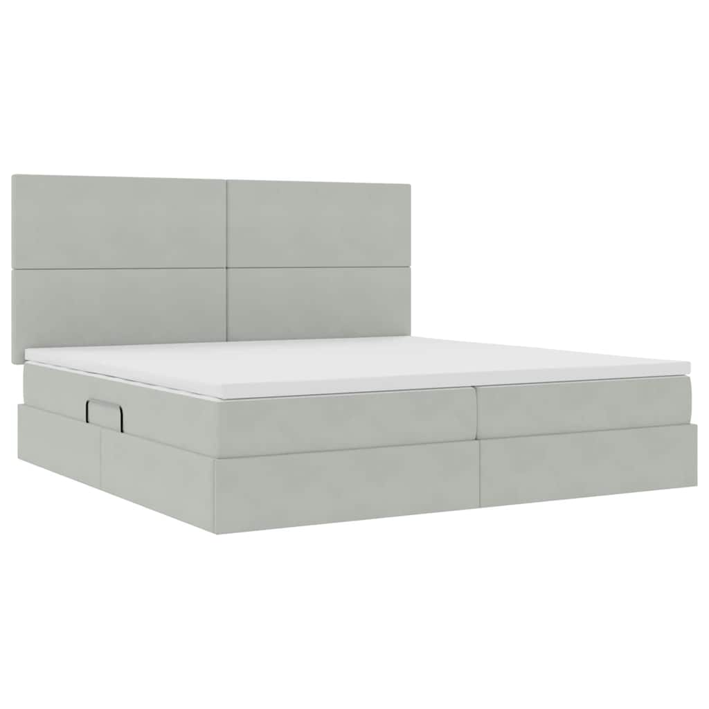 Letto con contenitore e materasso Grigio chiaro 200 x 200 cm | homemem39