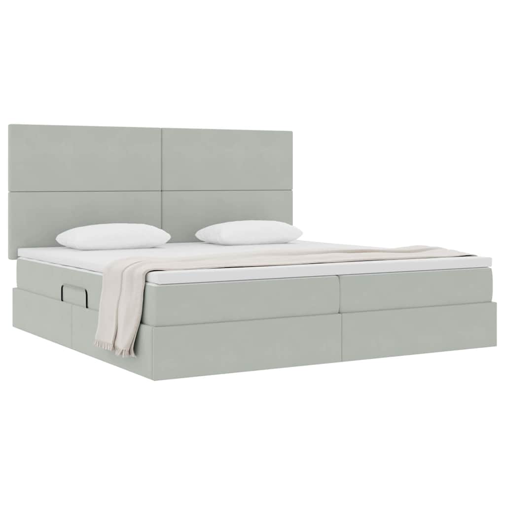 Letto con contenitore e materasso Grigio chiaro 200 x 200 cm | homemem39