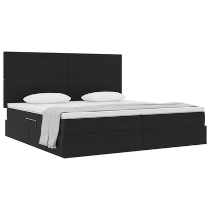 Letto con contenitore e materasso Nero 200 x 200 cm Velluto | homemem39