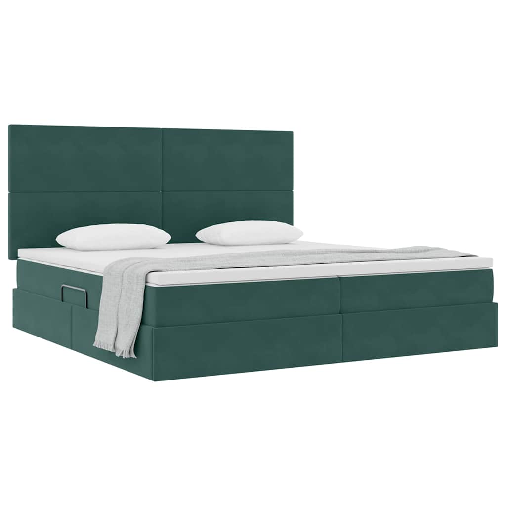 Letto con contenitore e materasso Verde Scuro 200 x 200 cm | homemem39