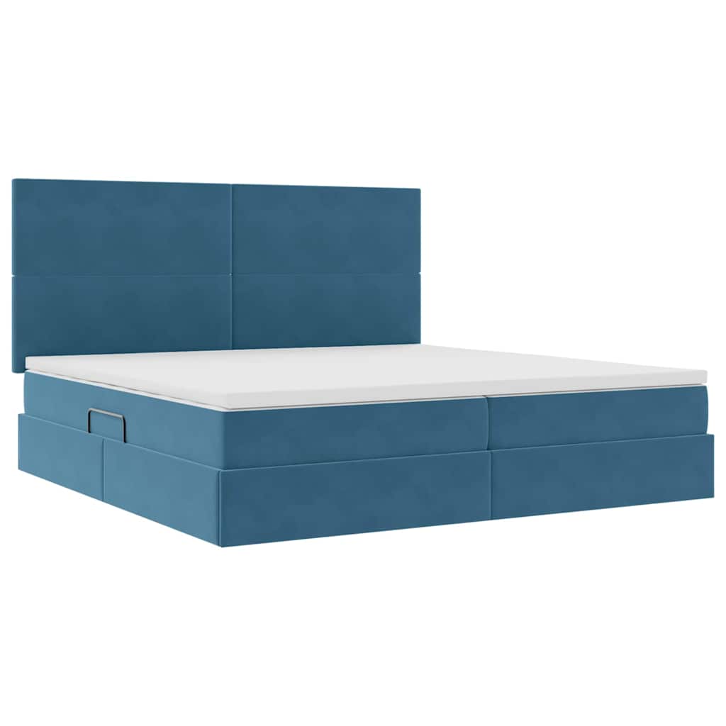 Letto con contenitore e materasso Blu Scuro 200 x 200 cm | homemem39