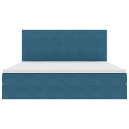 Letto con contenitore e materasso Blu Scuro 200 x 200 cm | homemem39
