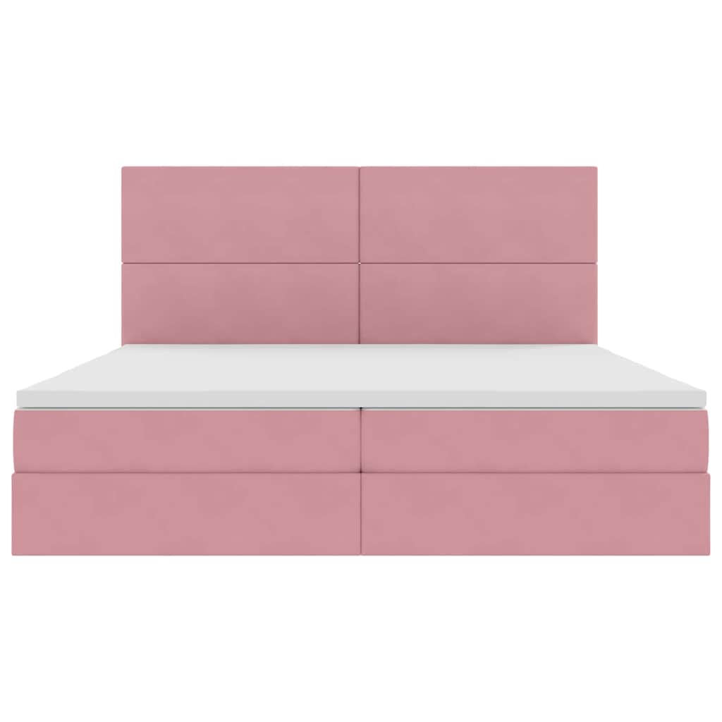 Letto con contenitore e materasso Rosa 200 x 200 cm Velluto | homemem39