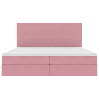 Letto con contenitore e materasso Rosa 200 x 200 cm Velluto | homemem39