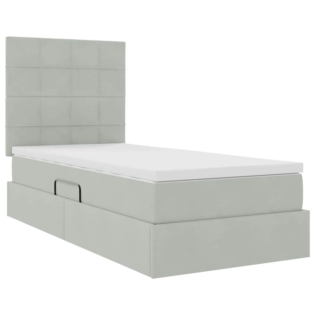 Letto con contenitore e materasso Grigio chiaro 90 x 190 cm | homemem39