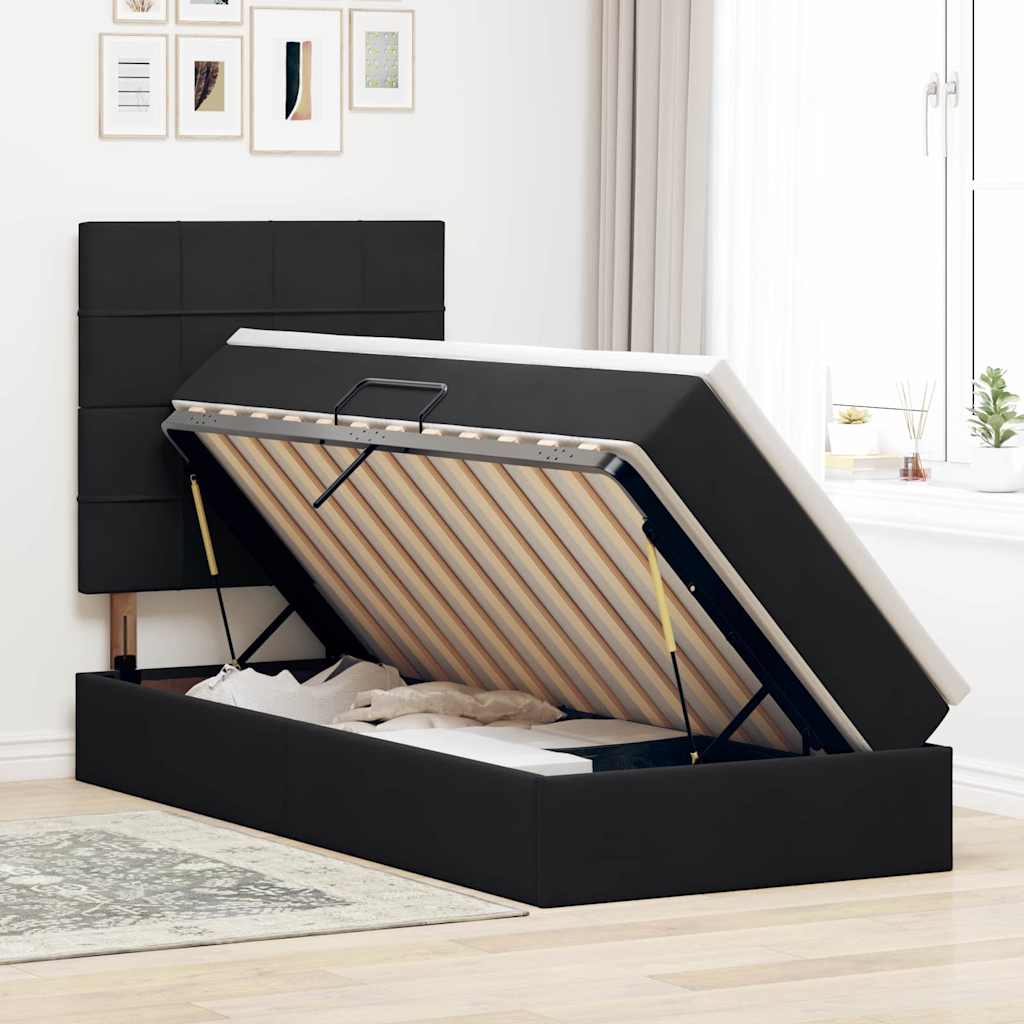 Letto con contenitore e materasso Nero 90 x 190 cm Velluto | homemem39
