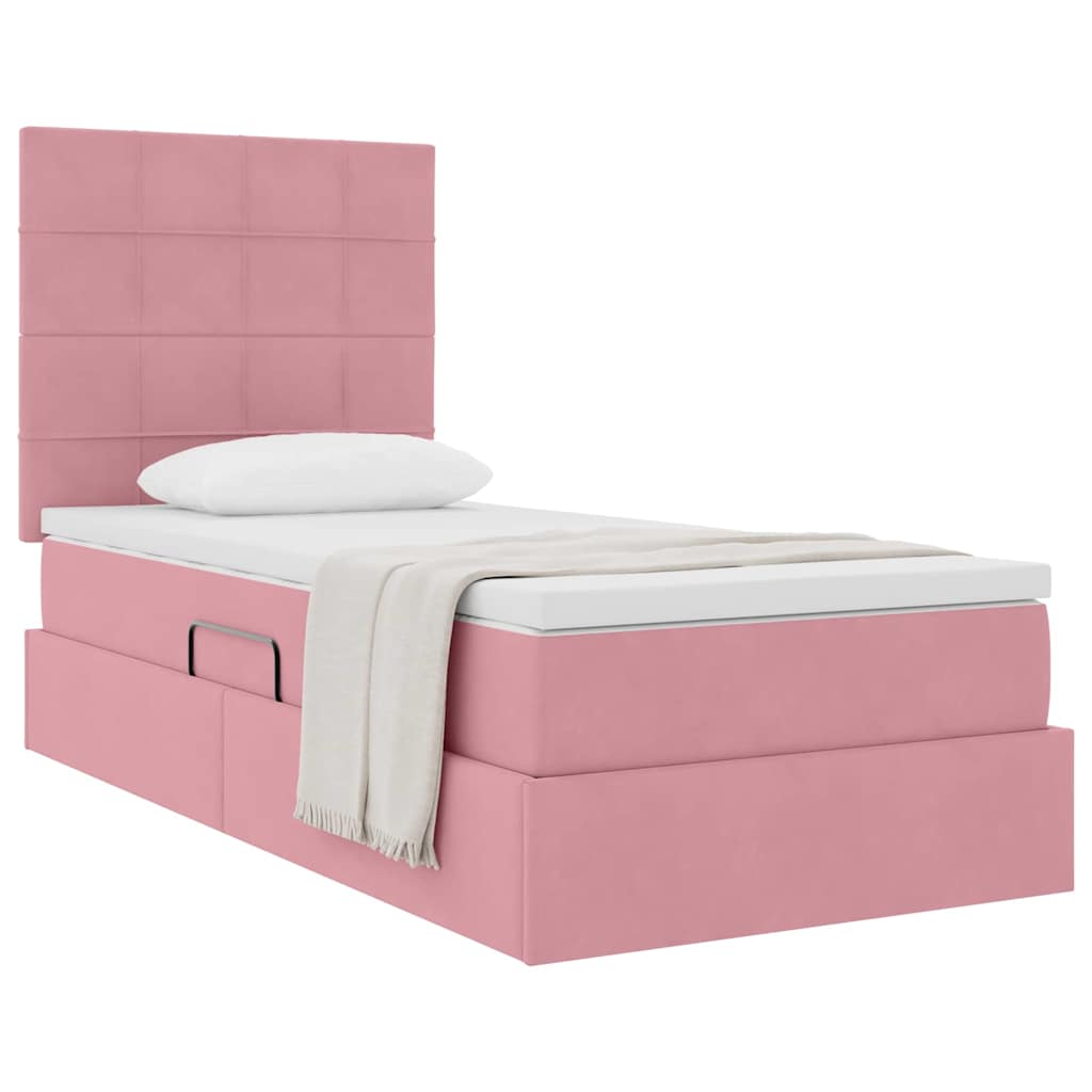 Letto con contenitore e materasso Rosa 90 x 190 cm Velluto | homemem39