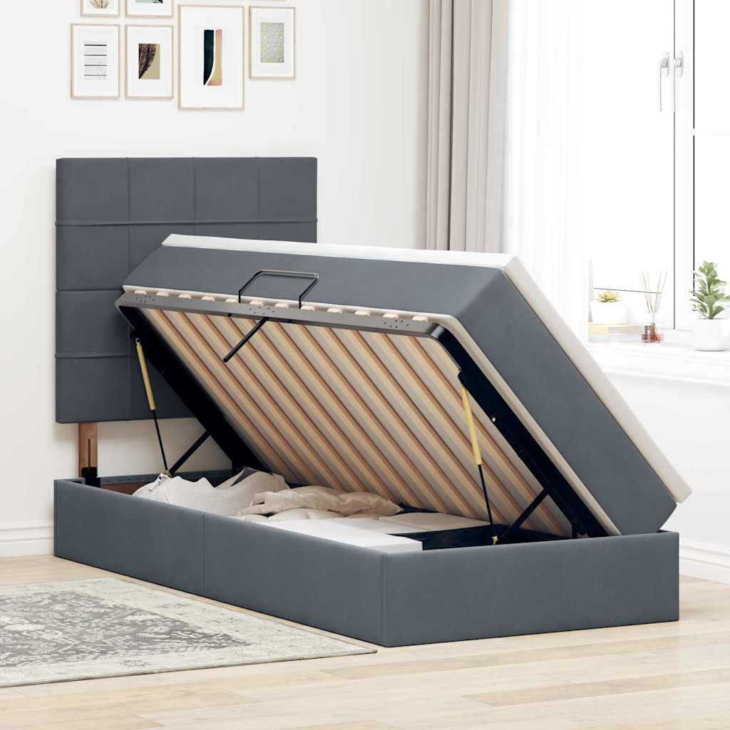 Letto con contenitore e materasso Grigio scuro 90 x 200 cm | homemem39