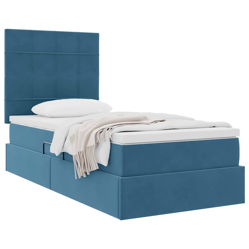 Letto con contenitore e materasso Blu Scuro 90 x 200 cm Velluto | homemem39