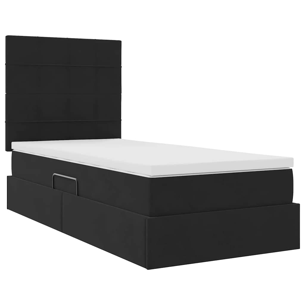 Letto con contenitore e materasso Nero 100 x 200 cm Velluto | homemem39
