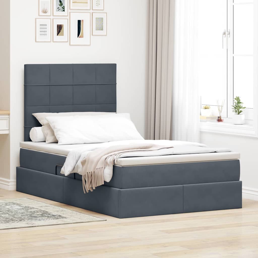 Letto con contenitore e materasso Grigio scuro 120 x 200 cm | homemem39