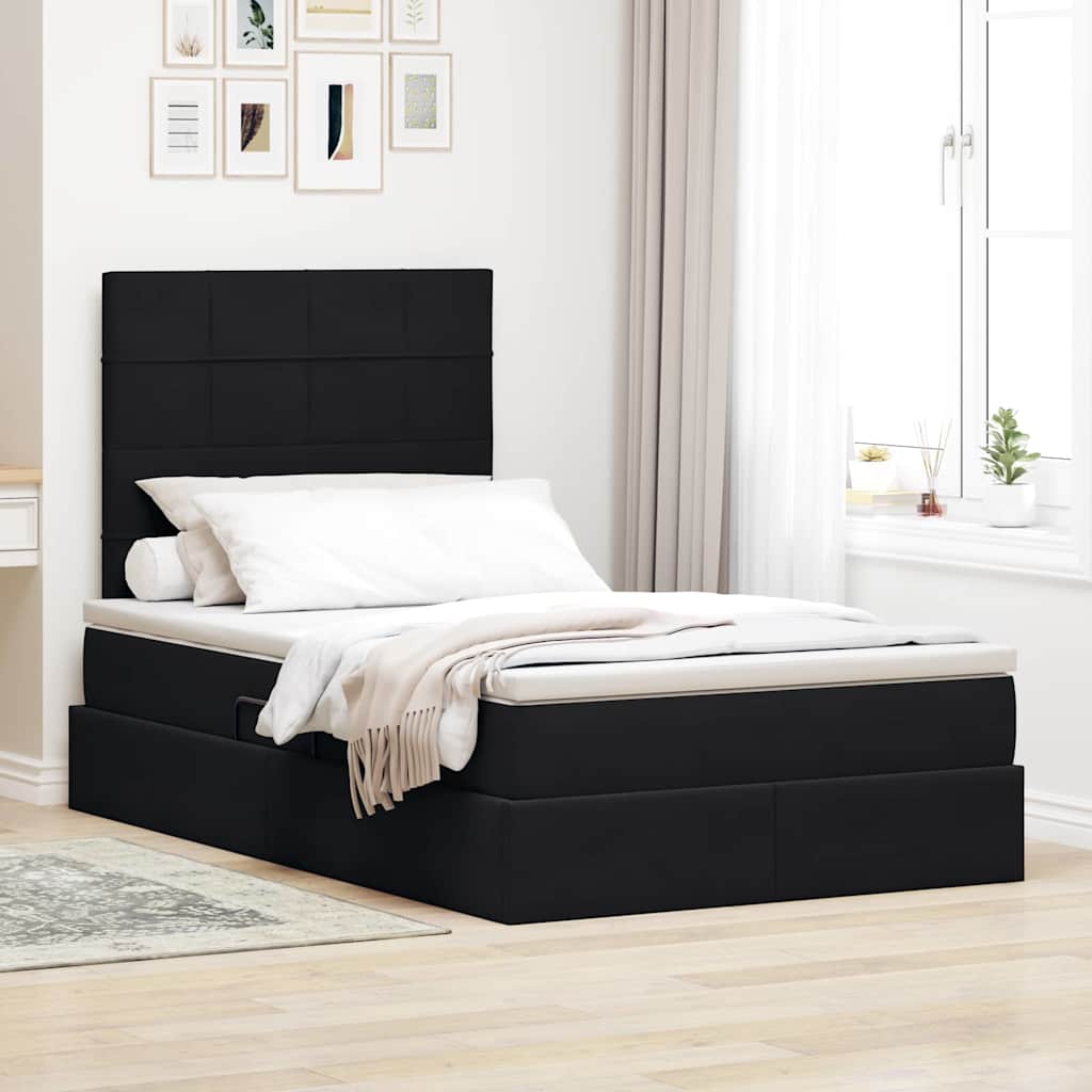 Letto con contenitore e materasso Nero 120 x 200 cm Velluto