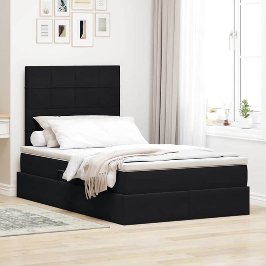 Letto con contenitore e materasso Nero 120 x 200 cm Velluto