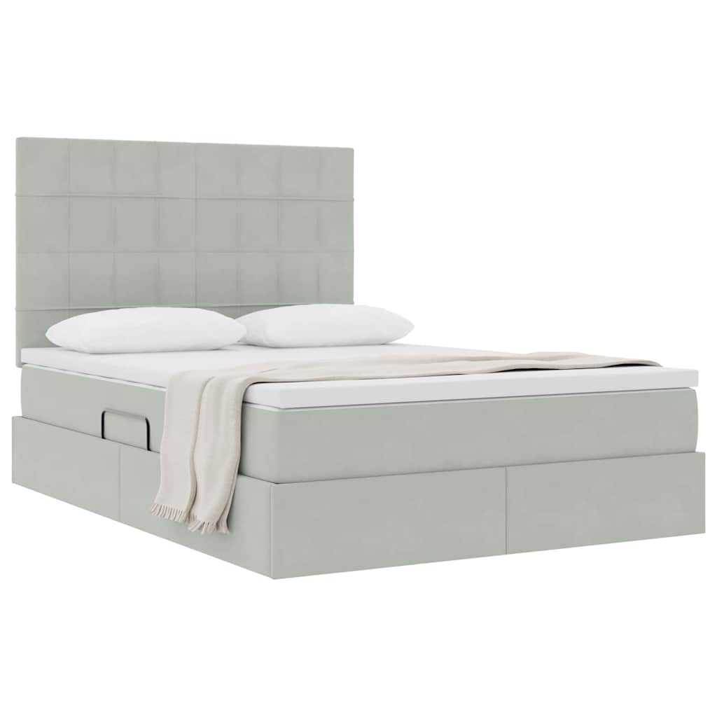 Letto con contenitore e materasso Grigio chiaro 140 x 190 cm | homemem39