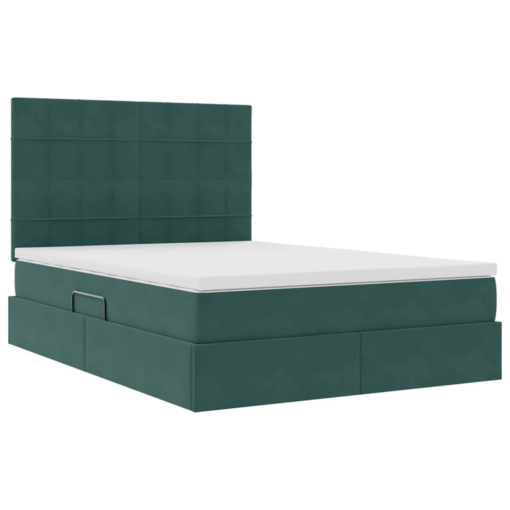 Letto con contenitore e materasso Verde Scuro 140 x 190 cm | homemem39