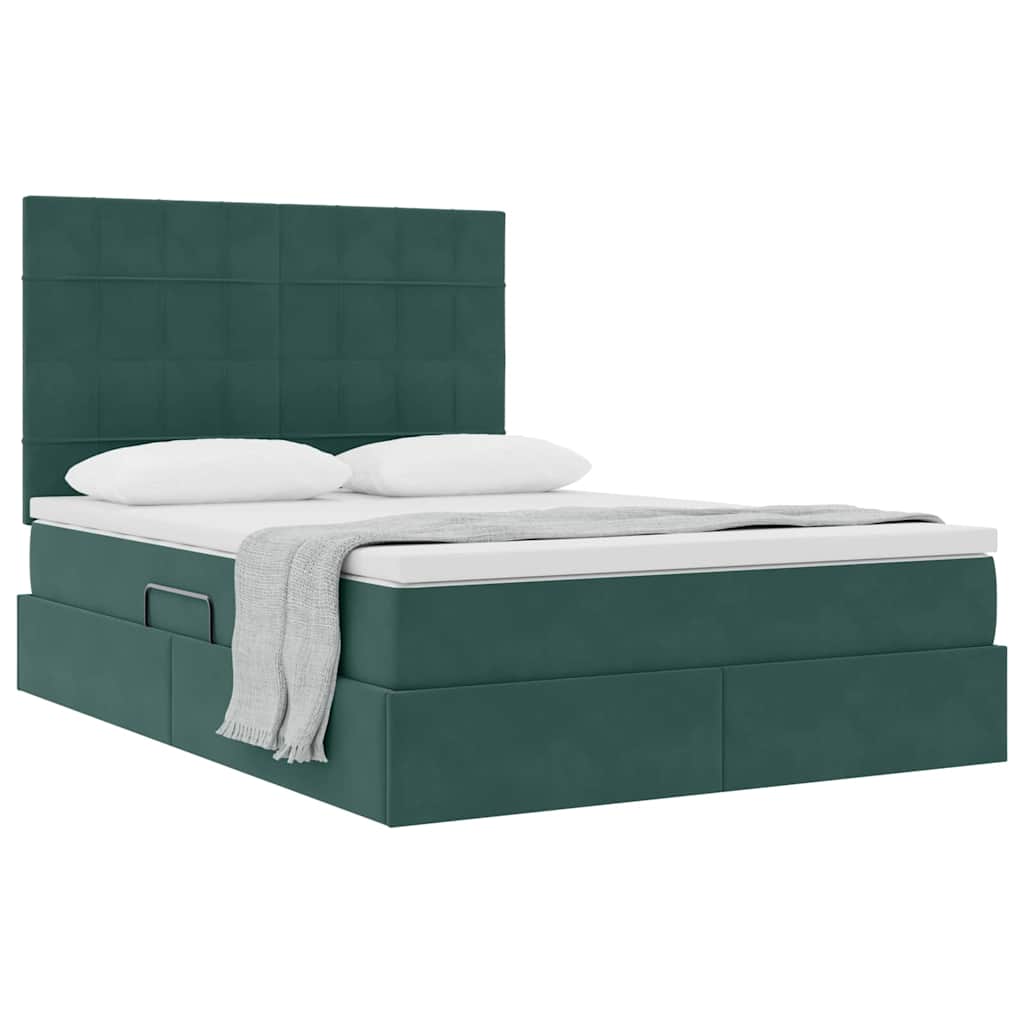 Letto con contenitore e materasso Verde Scuro 140 x 190 cm | homemem39