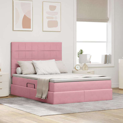 Letto con contenitore e materasso Rosa 140 x 190 cm Velluto | homemem39