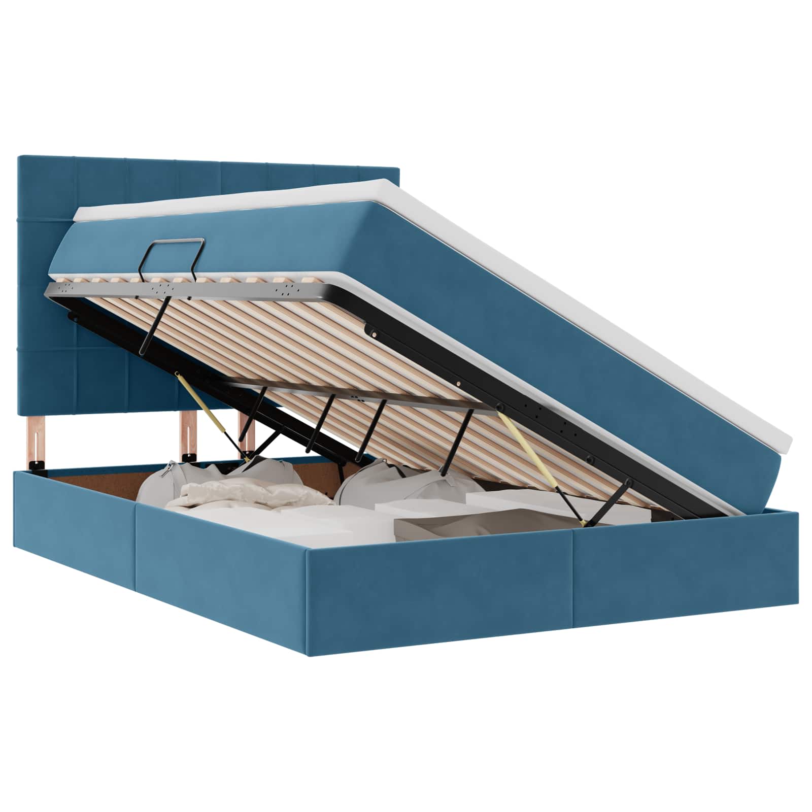 Letto con contenitore e materasso Blu Scuro 140 x 200 cm | homemem39