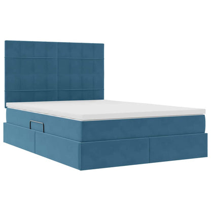 Letto con contenitore e materasso Blu Scuro 140 x 200 cm | homemem39