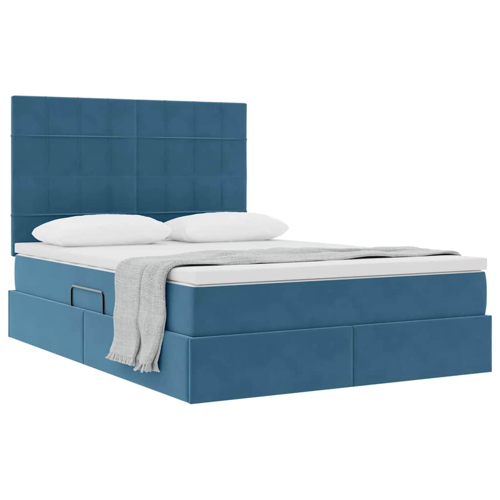 Letto con contenitore e materasso Blu Scuro 140 x 200 cm | homemem39