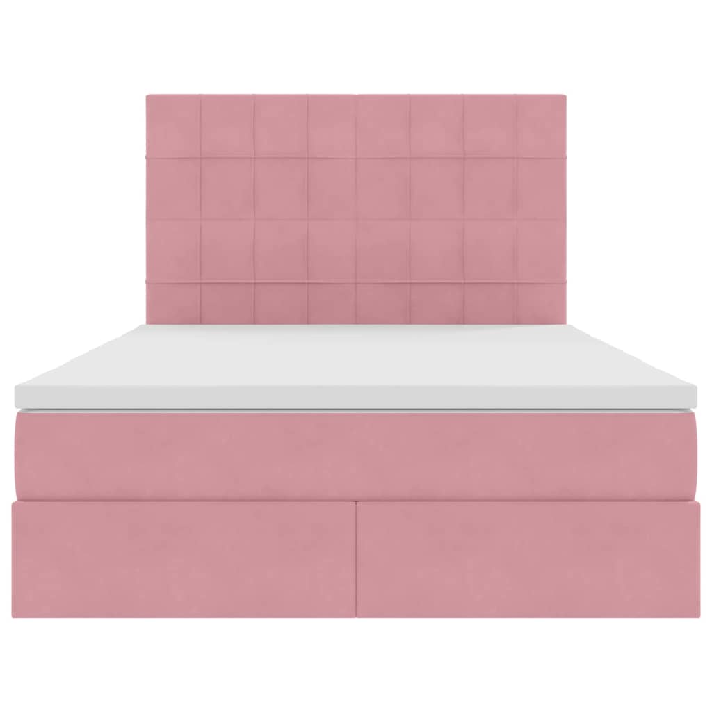 Letto con contenitore e materasso Rosa 140 x 200 cm Velluto | homemem39