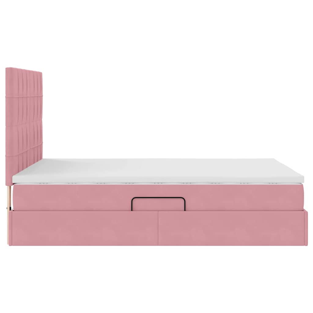 Letto con contenitore e materasso Rosa 140 x 200 cm Velluto | homemem39