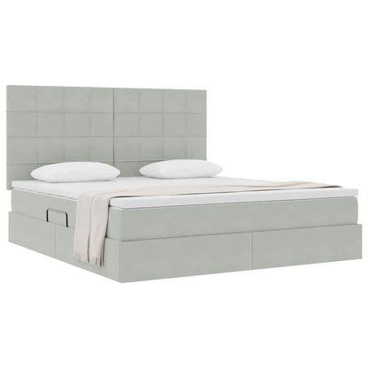 Letto con contenitore e materasso Grigio chiaro 160 x 200 cm | homemem39