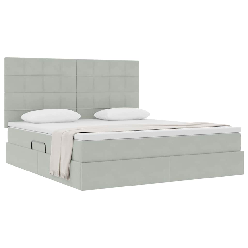 Letto con contenitore e materasso Grigio chiaro 180 x 200 cm | homemem39