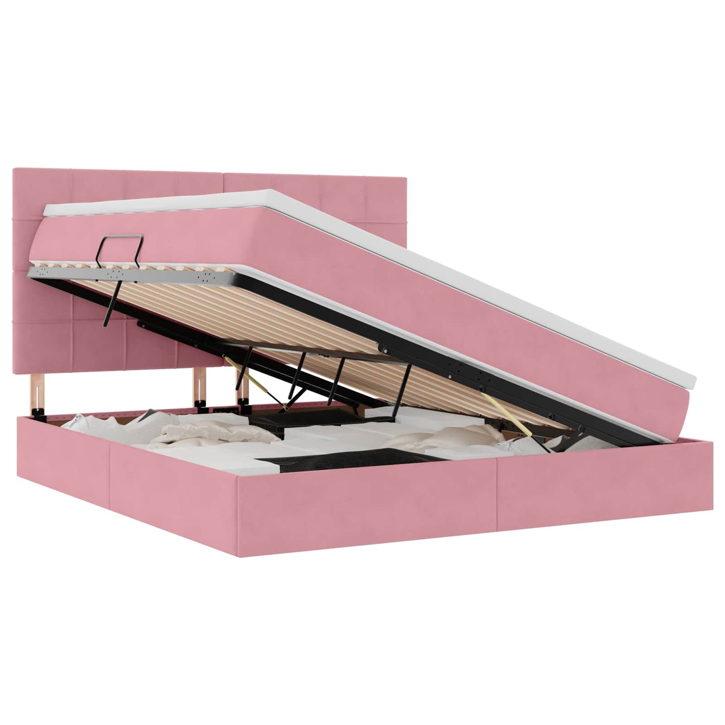 Letto con contenitore e materasso Rosa 180 x 200 cm Velluto | homemem39