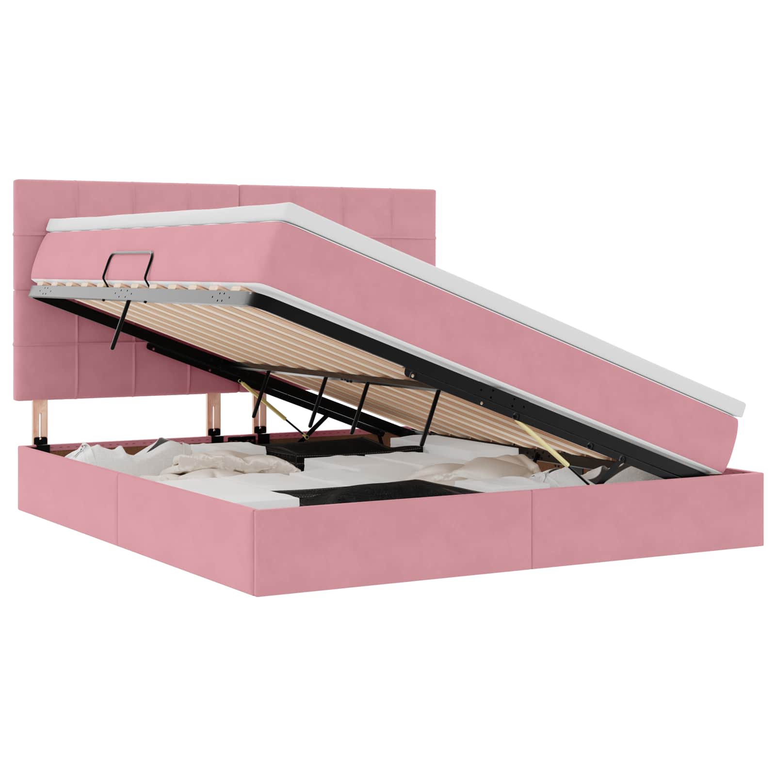 Letto con contenitore e materasso Rosa 180 x 200 cm Velluto | homemem39