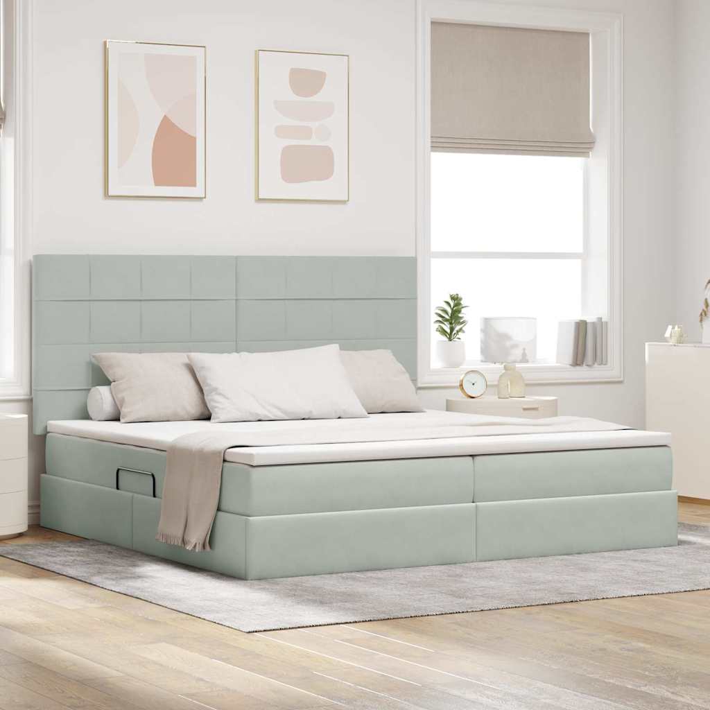 Letto con contenitore e materasso Grigio chiaro 200 x 200 cm | homemem39