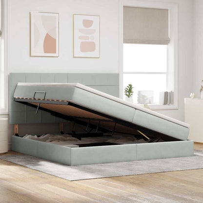 Letto con contenitore e materasso Grigio chiaro 200 x 200 cm | homemem39