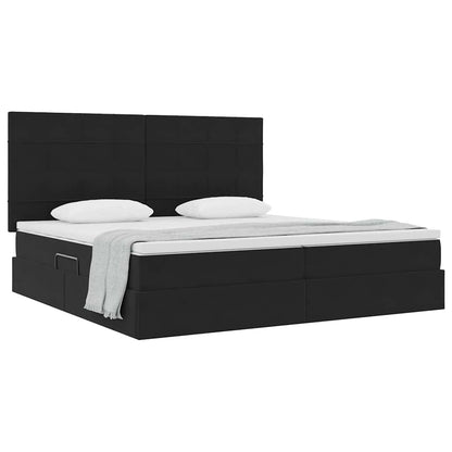 Letto con contenitore e materasso Nero 200 x 200 cm Velluto | homemem39