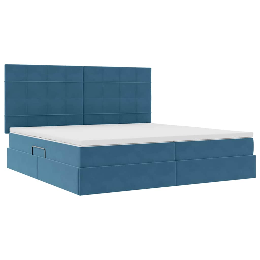 Letto con contenitore e materasso Blu Scuro 200 x 200 cm | homemem39