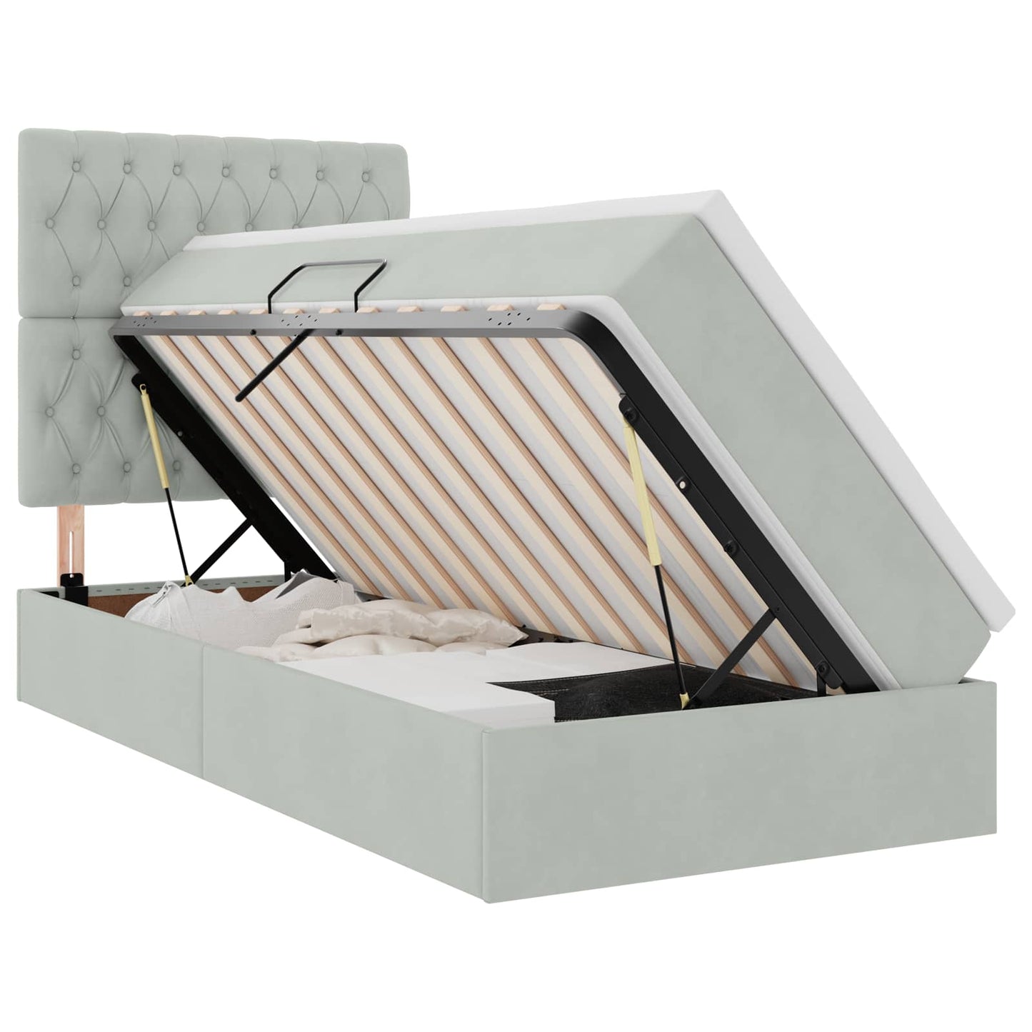 Letto con contenitore e materasso Grigio chiaro 90 x 190 cm | homemem39