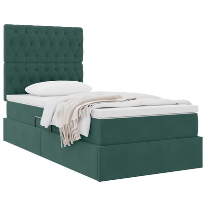 Letto con contenitore e materasso Verde Scuro 90 x 190 cm | homemem39