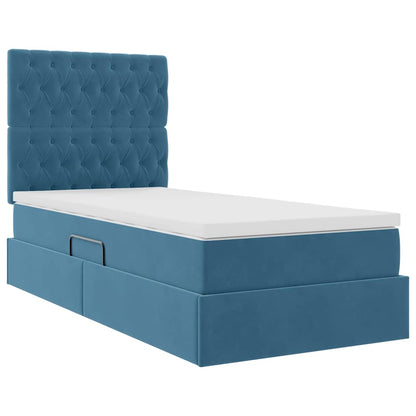 Letto con contenitore e materasso Blu Scuro 90 x 190 cm Velluto | homemem39
