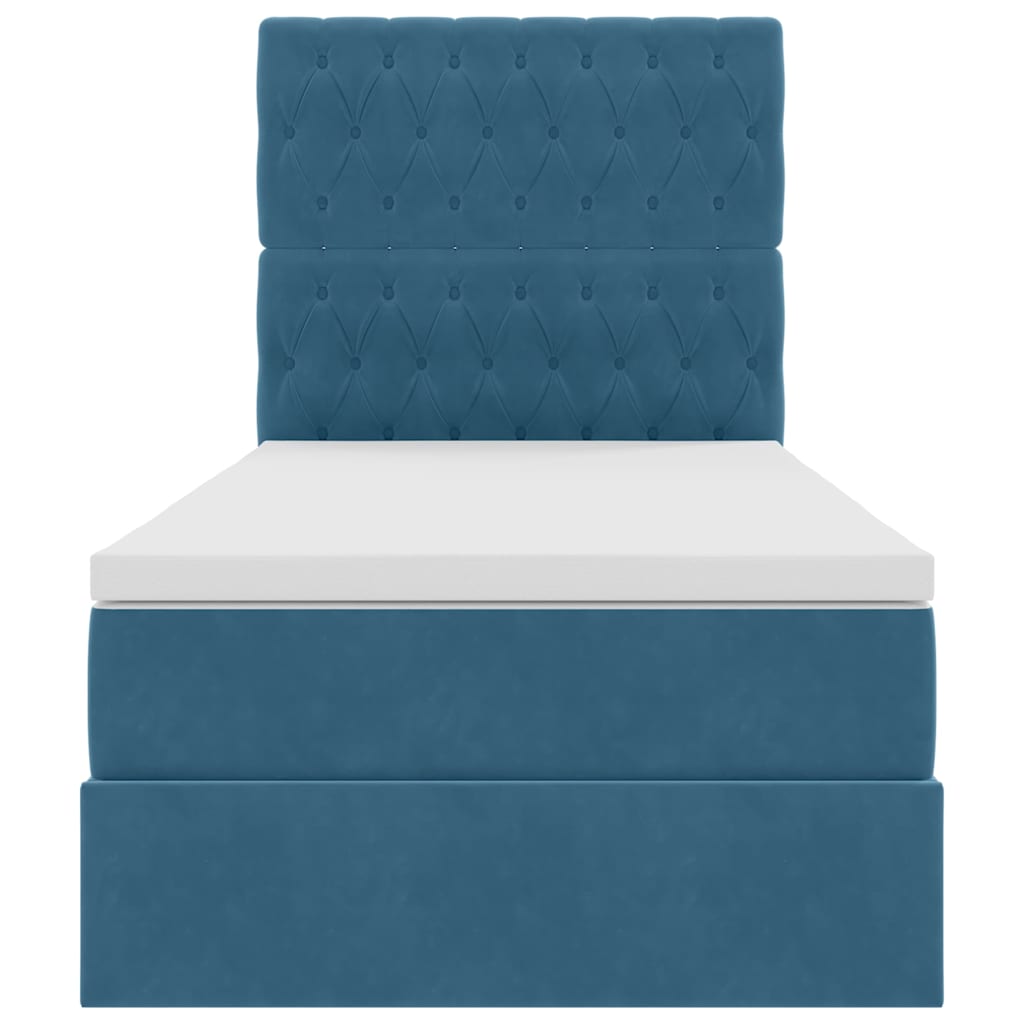 Letto con contenitore e materasso Blu Scuro 90 x 190 cm Velluto | homemem39