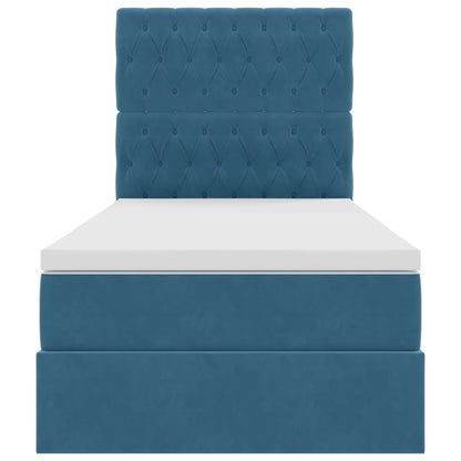 Letto con contenitore e materasso Blu Scuro 90 x 190 cm Velluto | homemem39