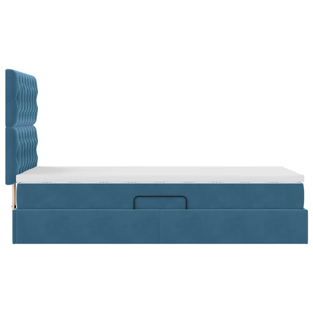 Letto con contenitore e materasso Blu Scuro 90 x 190 cm Velluto | homemem39