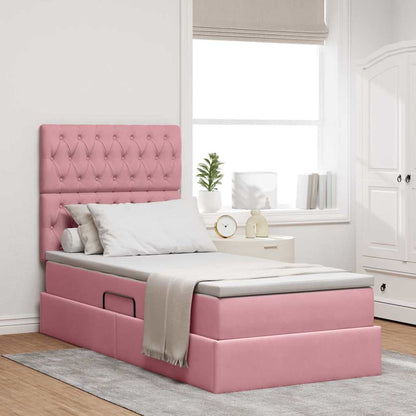 Letto con contenitore e materasso Rosa 90 x 190 cm Velluto | homemem39