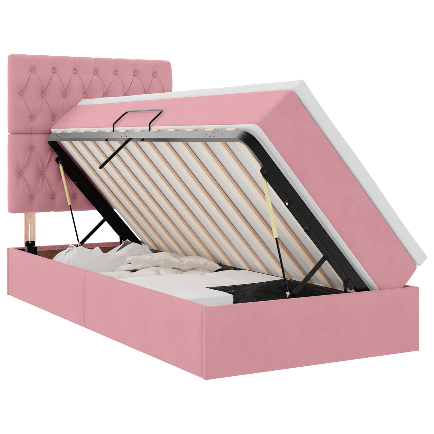 Letto con contenitore e materasso Rosa 90 x 190 cm Velluto | homemem39