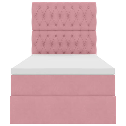 Letto con contenitore e materasso Rosa 90 x 190 cm Velluto | homemem39