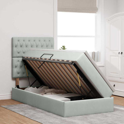 Letto con contenitore e materasso Grigio chiaro 90 x 200 cm | homemem39