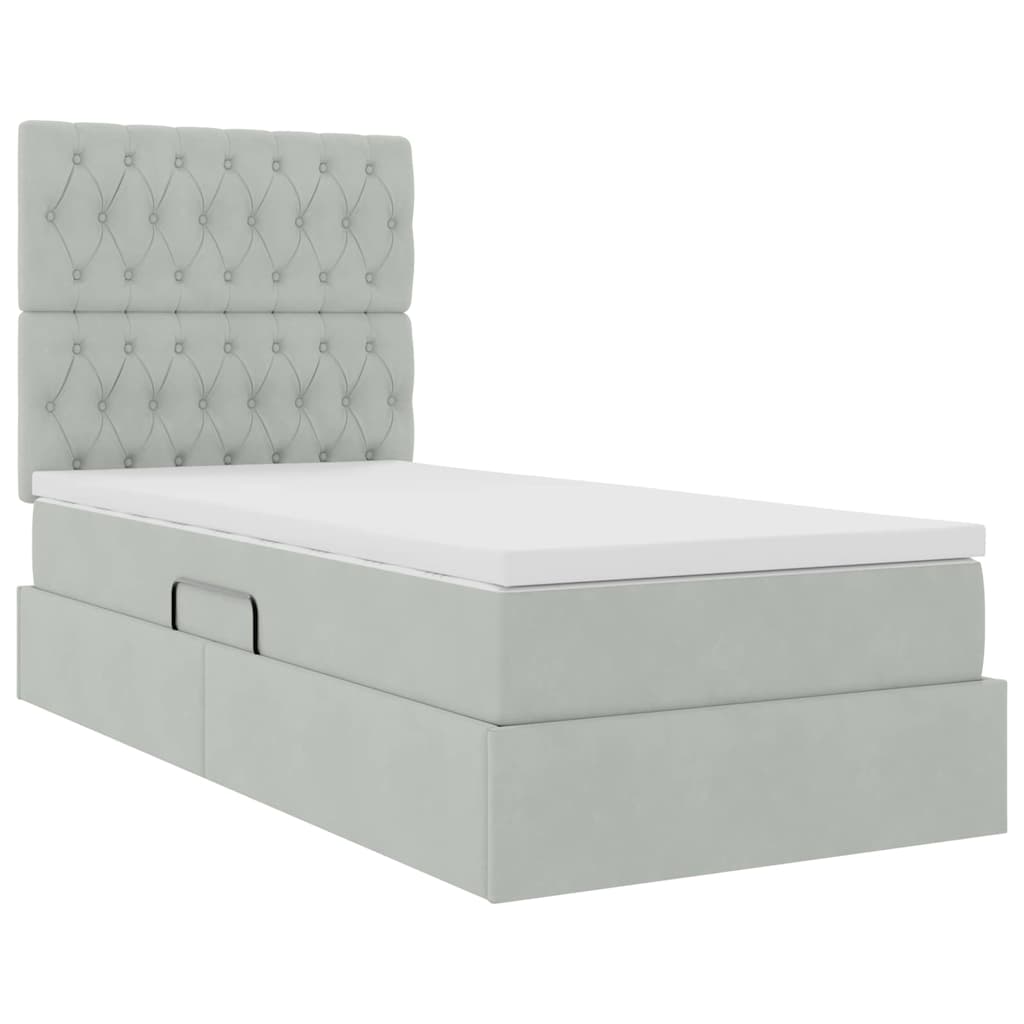 Letto con contenitore e materasso Grigio chiaro 100 x 200 cm | homemem39