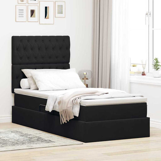 Letto con contenitore e materasso Nero 100 x 200 cm Velluto | homemem39